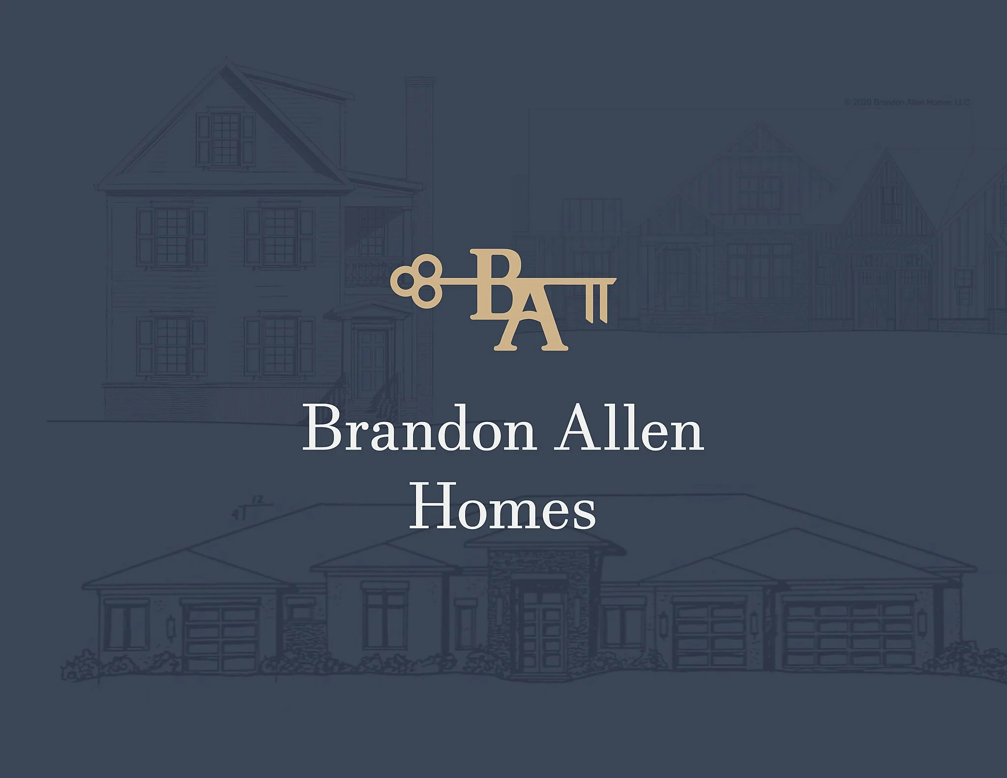 BA Homes logo with house sketches in the background