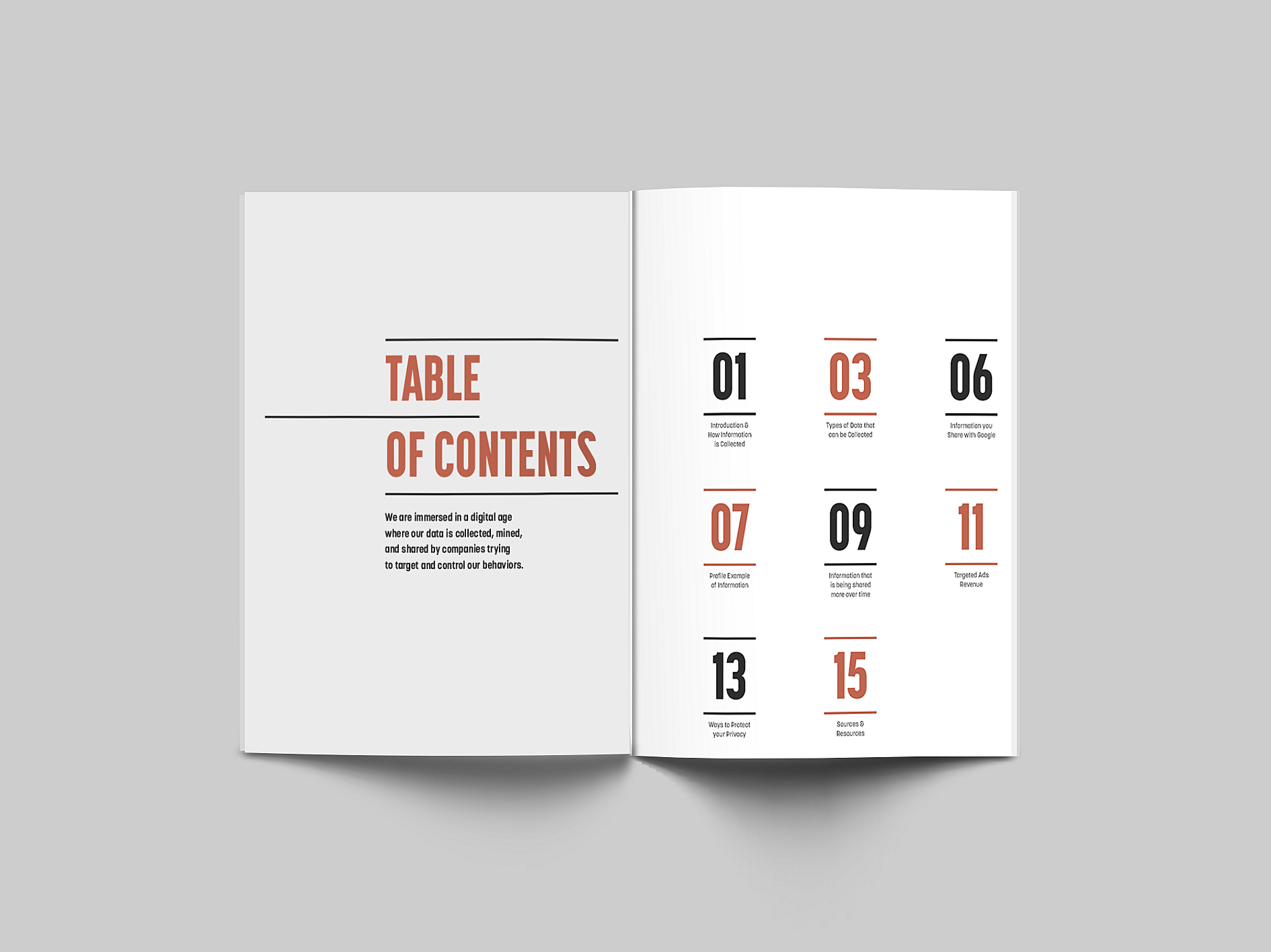 Process book page table of contents