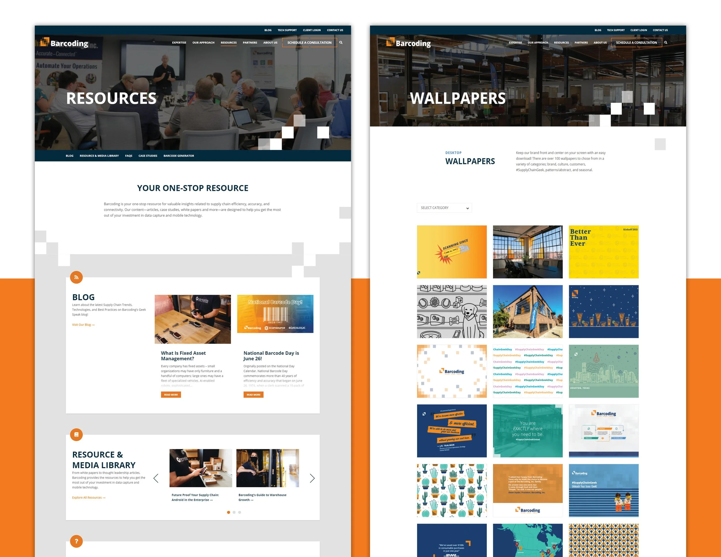 New resources page (www.barcoding.com/resources) and wallpapers page (www.barcoding.com/media-branding/wallpapers)