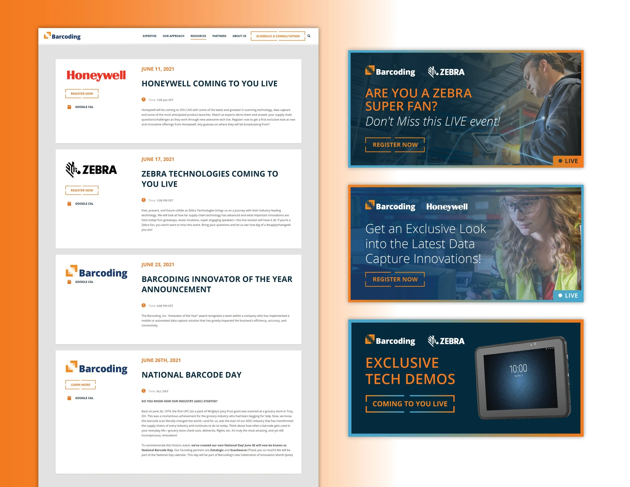 Event website and social post designs