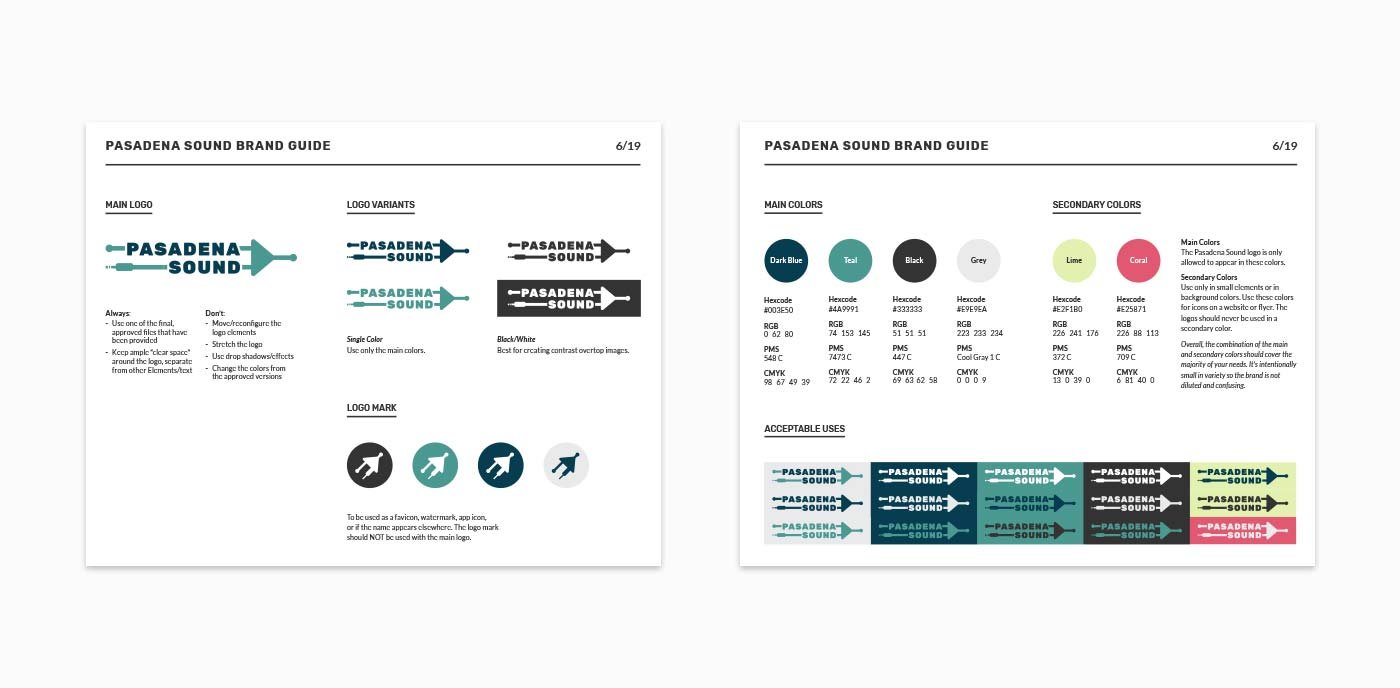 brand guide for pasadena sound