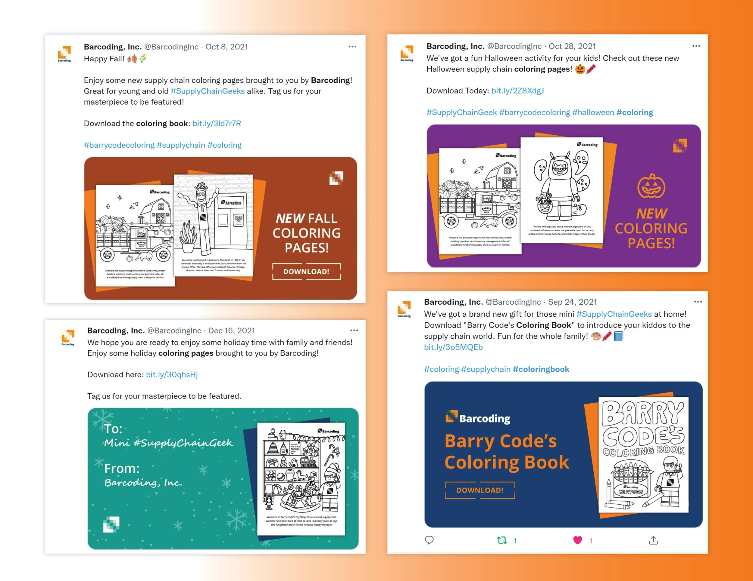 Twitter posts about the coloring book
