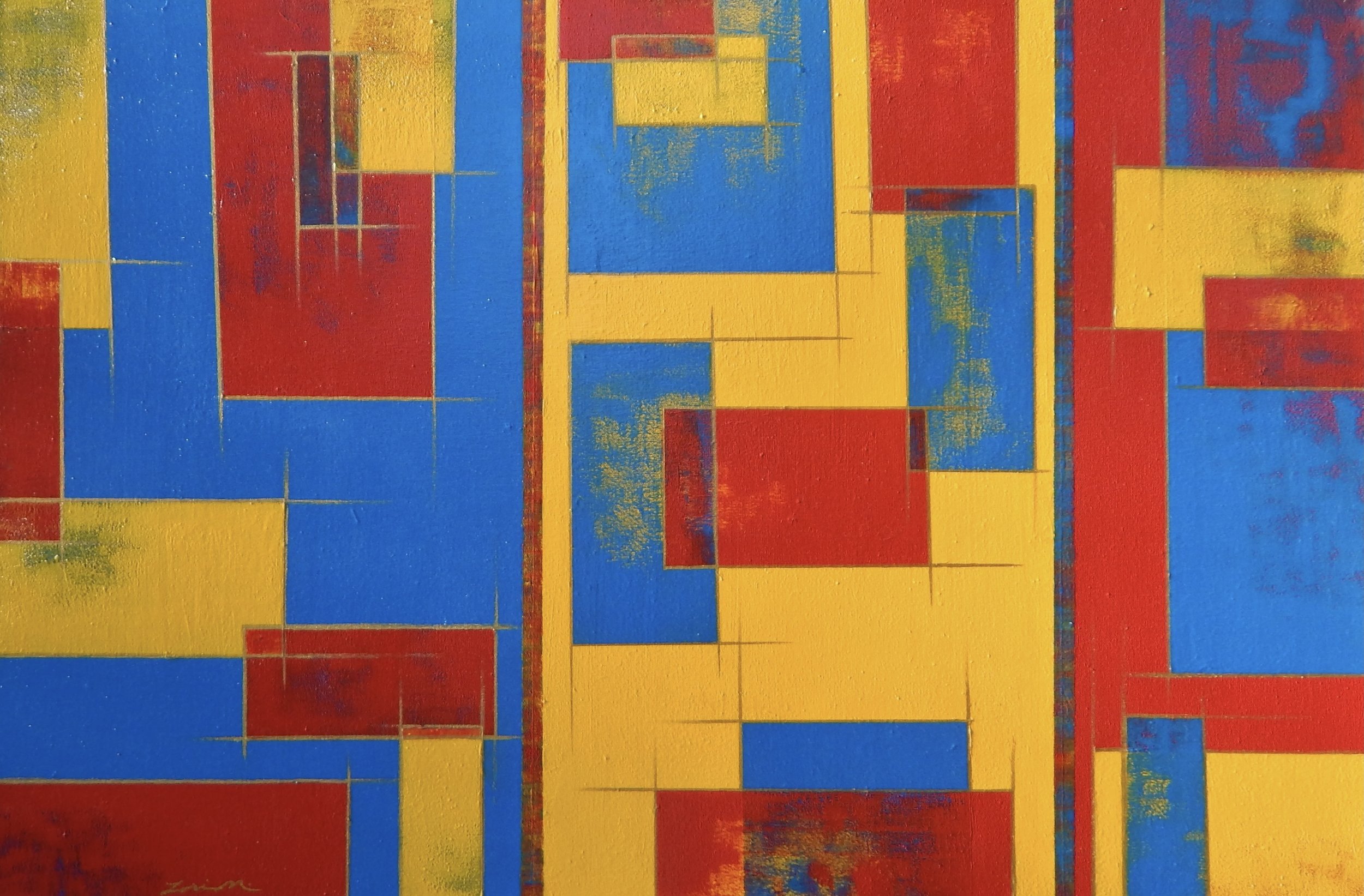 Primary Colors (acrylic on canvas), 2015; 24” x 36” 