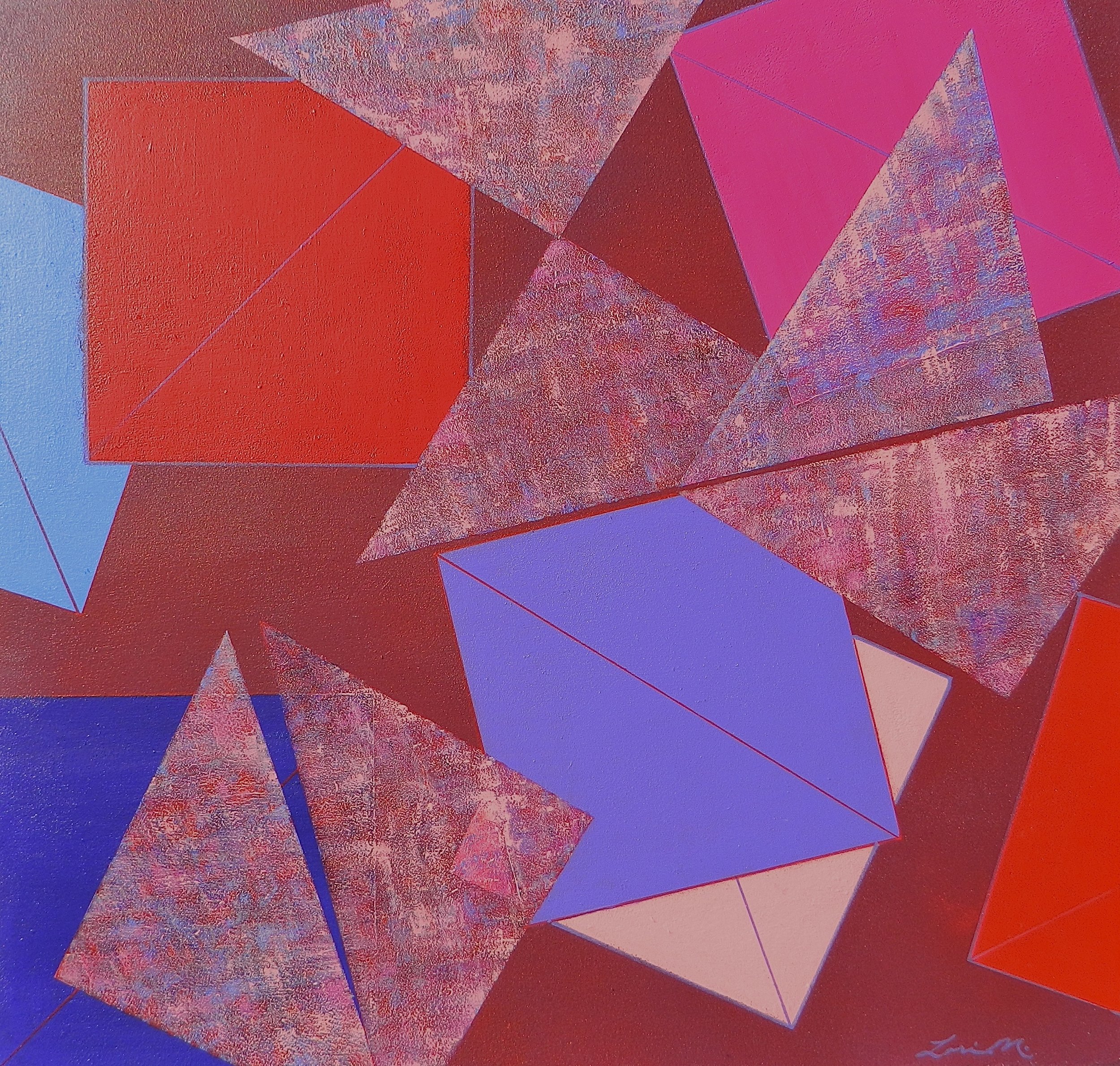 Squares and Triangles (acrylic on masonite), 2014; 23” x 24” 