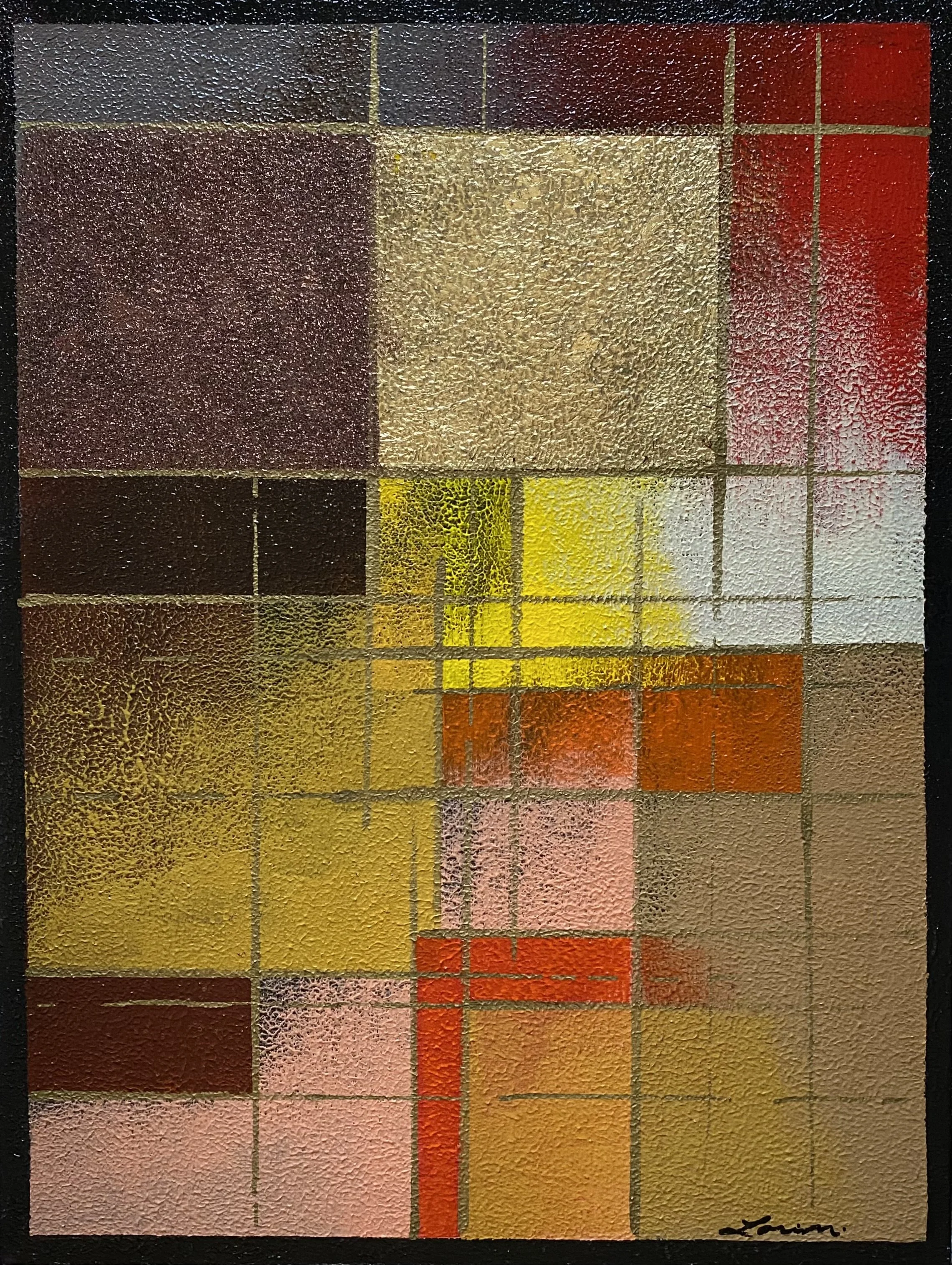 Shine (acrylic, sparkle & gold leaf on canvas), 2022, 16"x20"