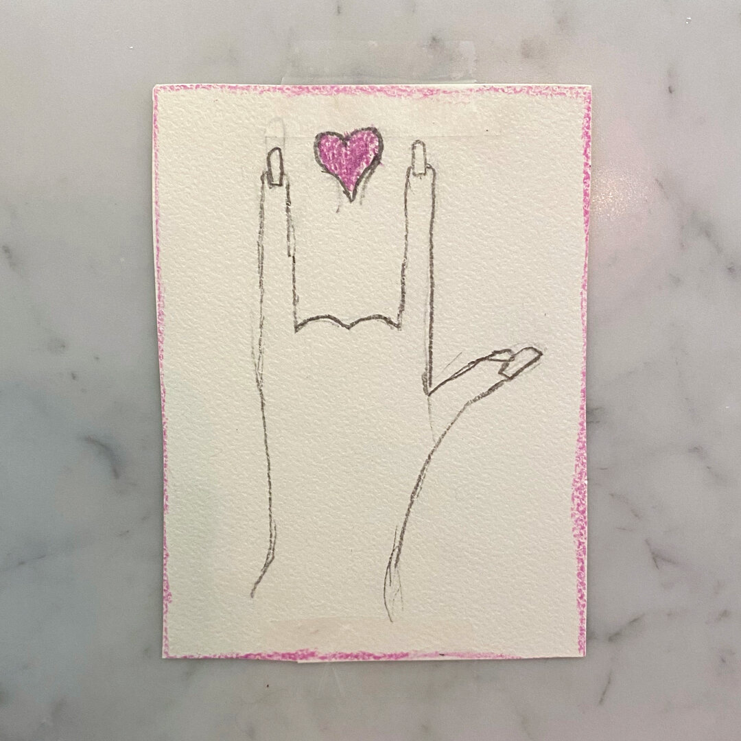 We see this drawing by our own little daughter as proof that we taught her well&hellip;. Love hearts, long nails, lots of pink! 😂🤟

---

 #girly #motherhood #dadlife #parenting #buggyboard  #prepello