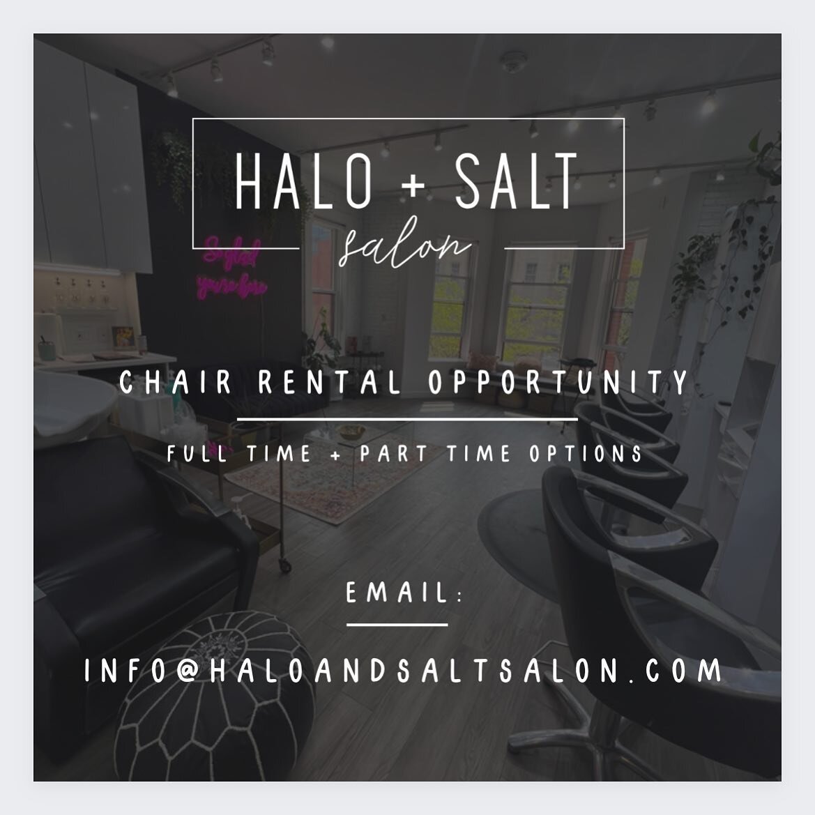 When we opened up @haloandsaltsalon 4 years ago, we had no idea what it would turn into. We are so thrilled that we now have an opportunity to share our favorite space with other stylists! 🫶🏼 We have both part time and full time opportunities. Emai