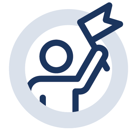 Founder/CEO icon showing a person holding a flag for Fractional Creative Services