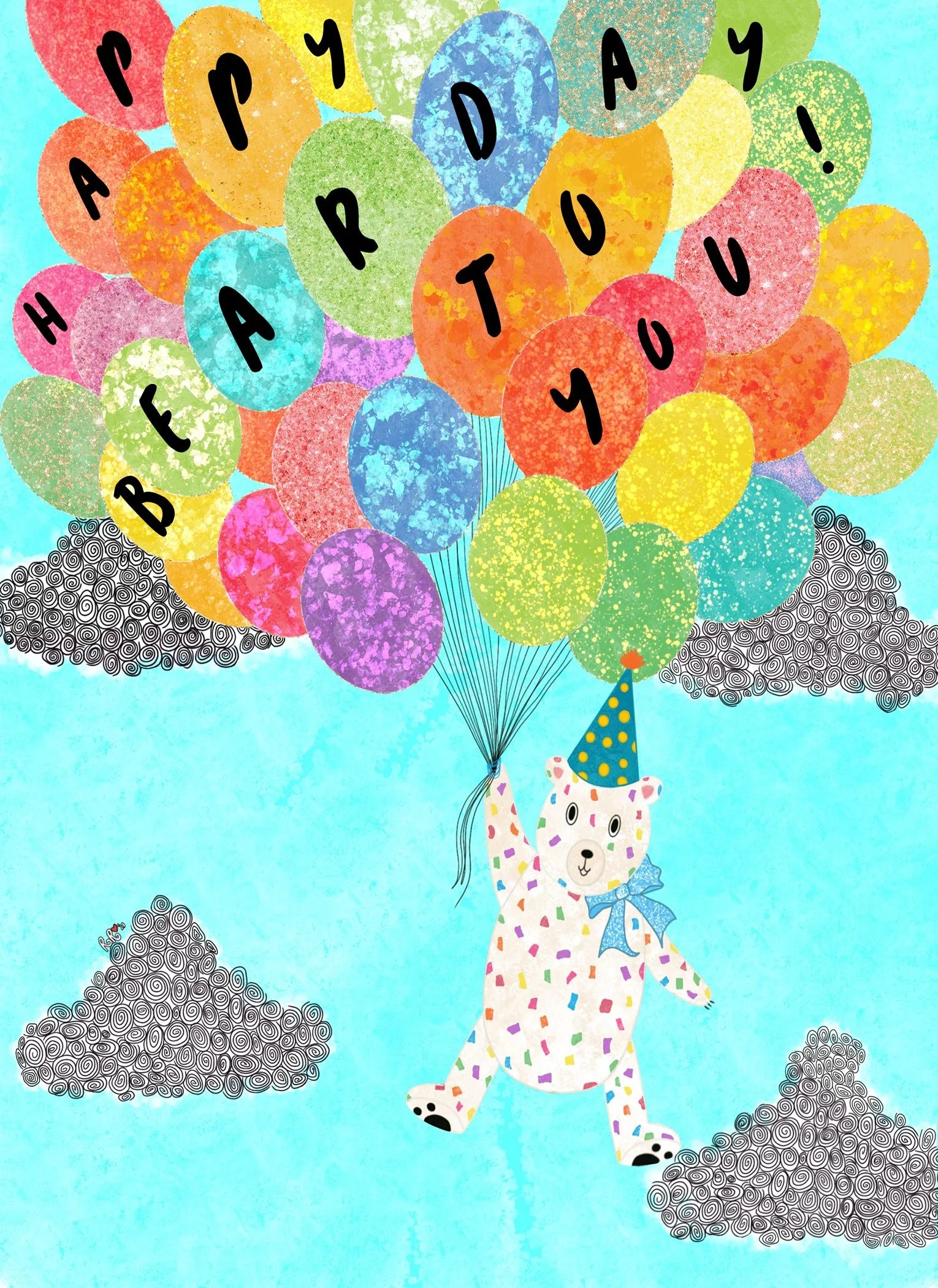 birthday bear/balloon birthday card