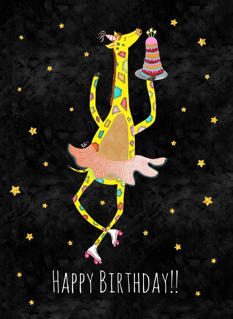Skating Birthday Giraffe