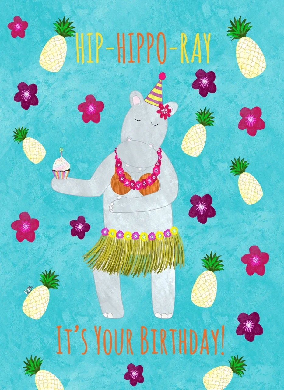 hippo birthday card