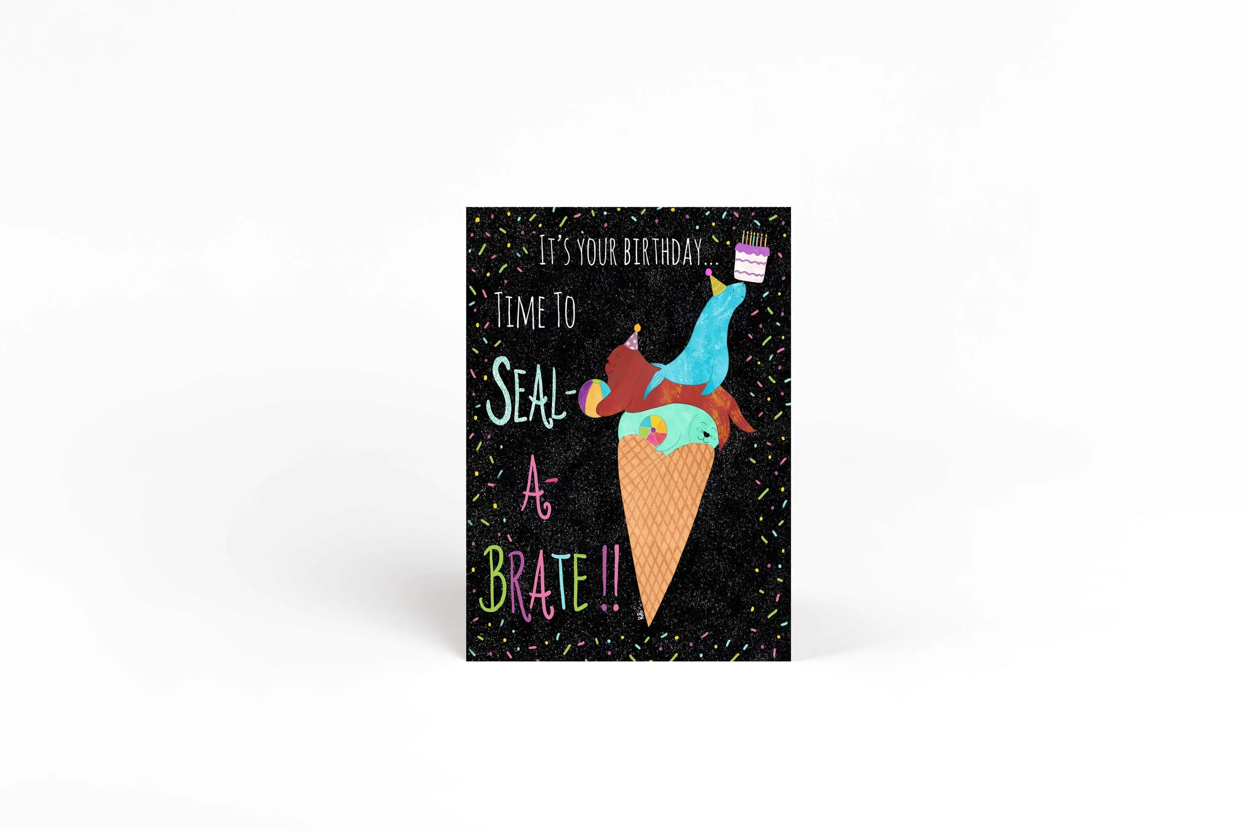 seal ocean birthday card