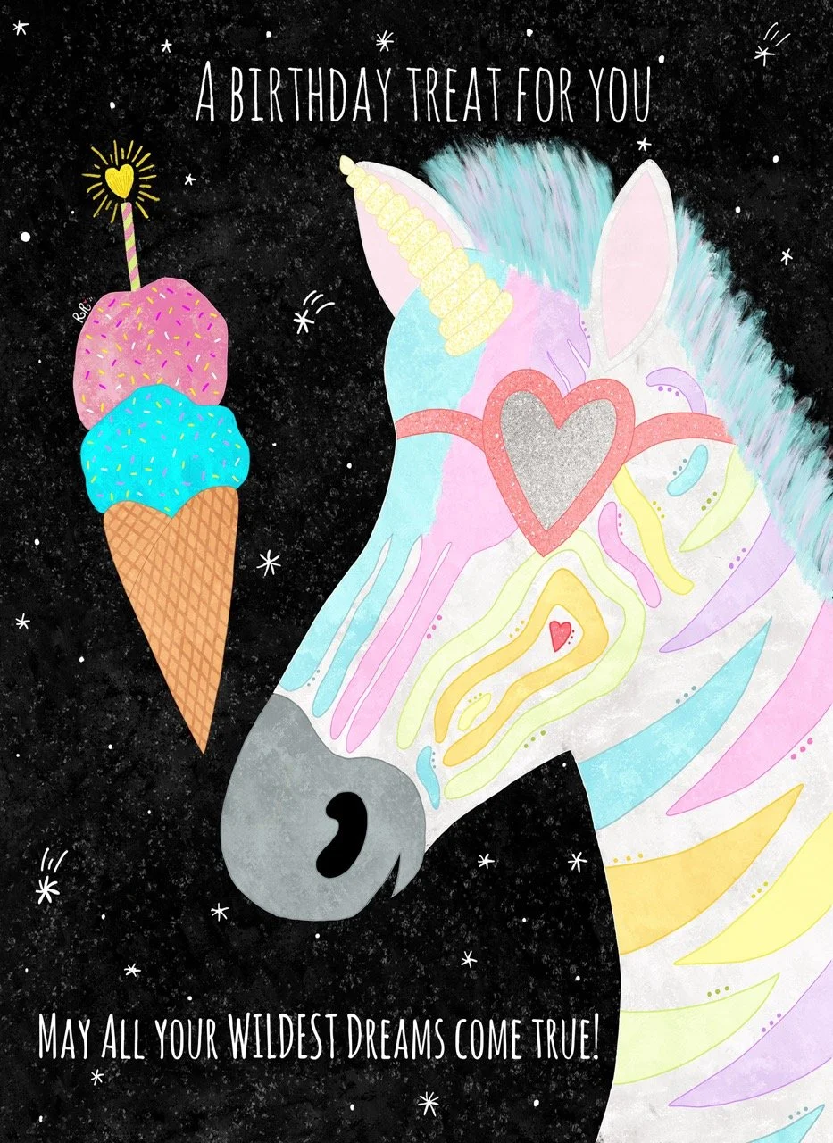 unicorn birthday card for her