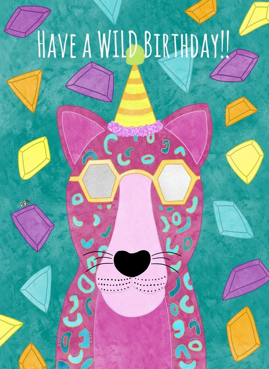 wild birthday, party animal birthday greeting card