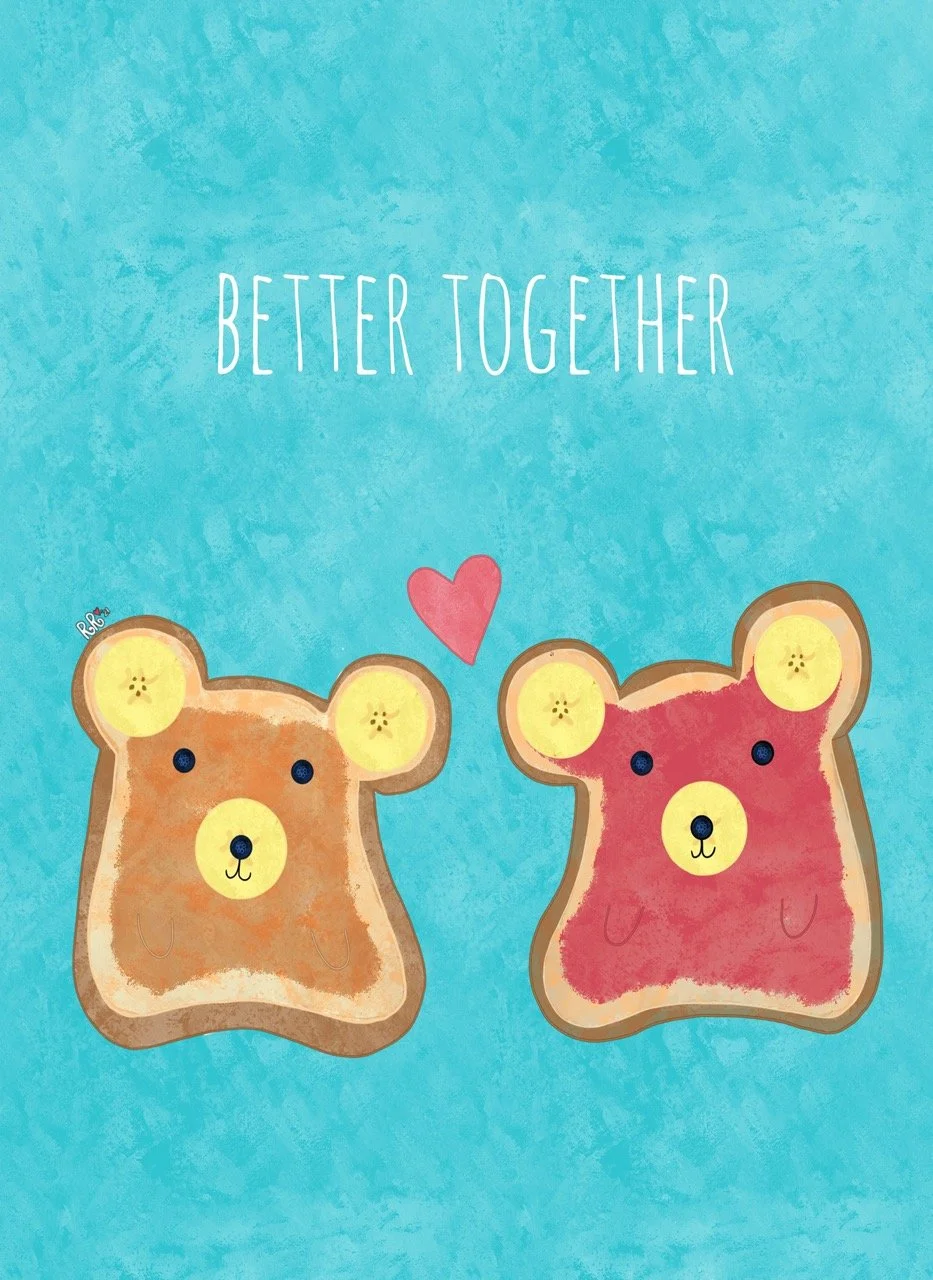 peanut butter and jelly greeting card food pun greeting card