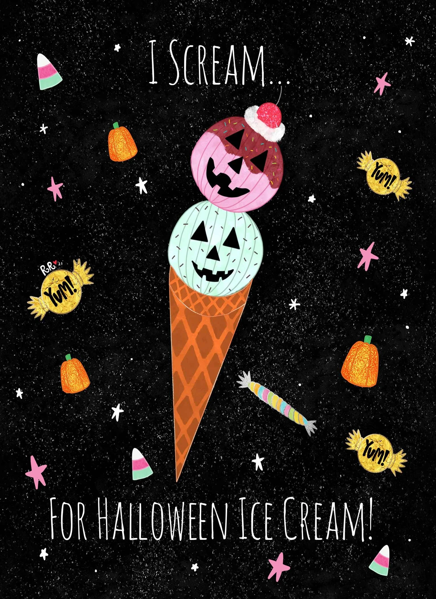illustrated ice cream card