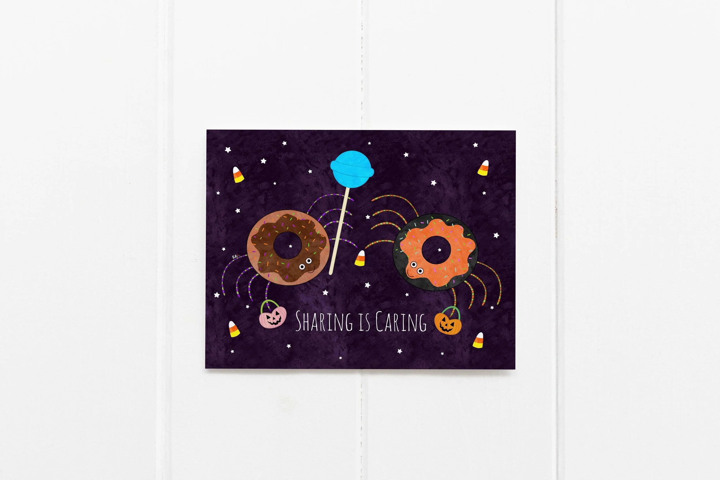 spider donuts, candy halloween cards