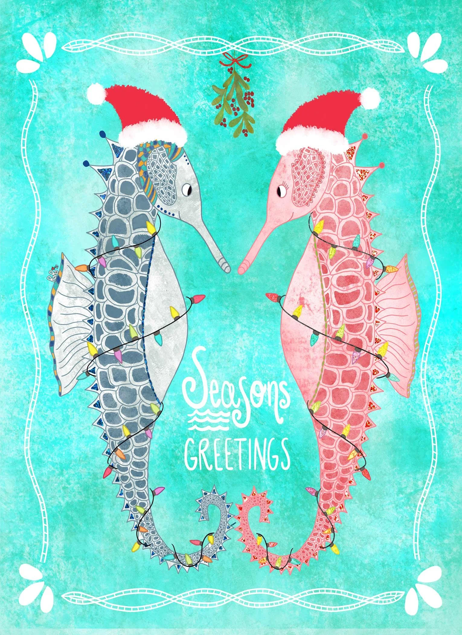 seasons greetings, christmas by the ocean