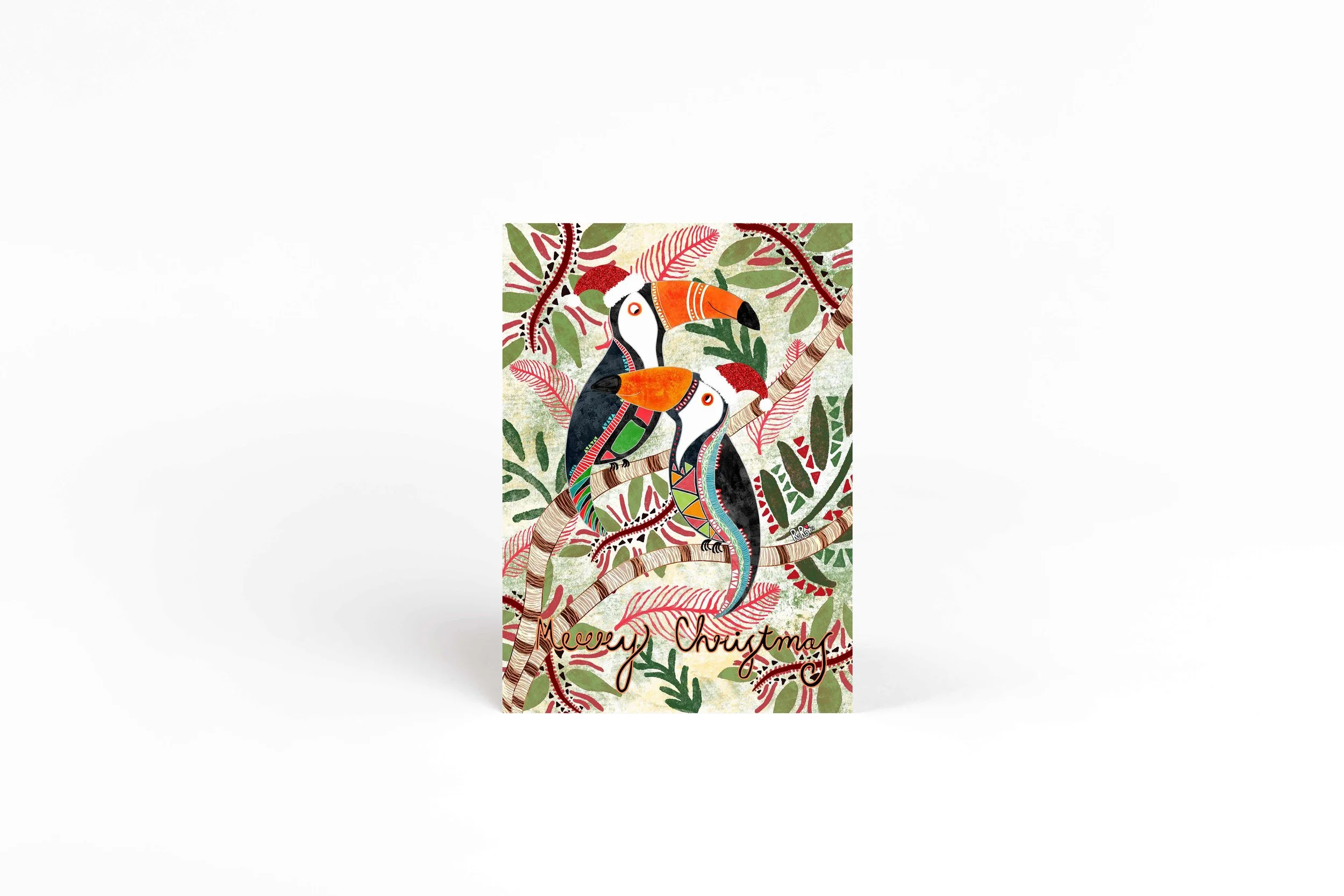 toucan christmas card, tropical christmas card, unique holiday cards