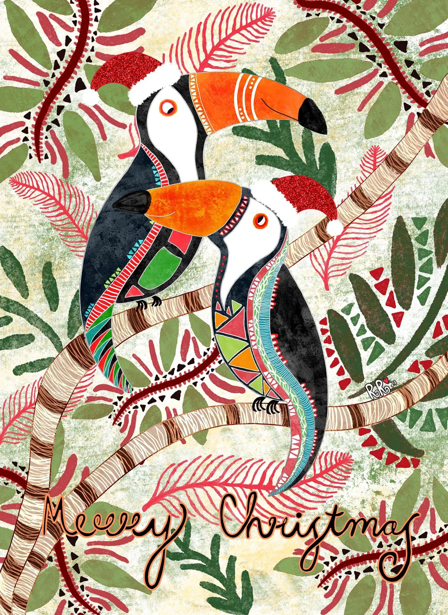 toucan greeting card, toucan christmas