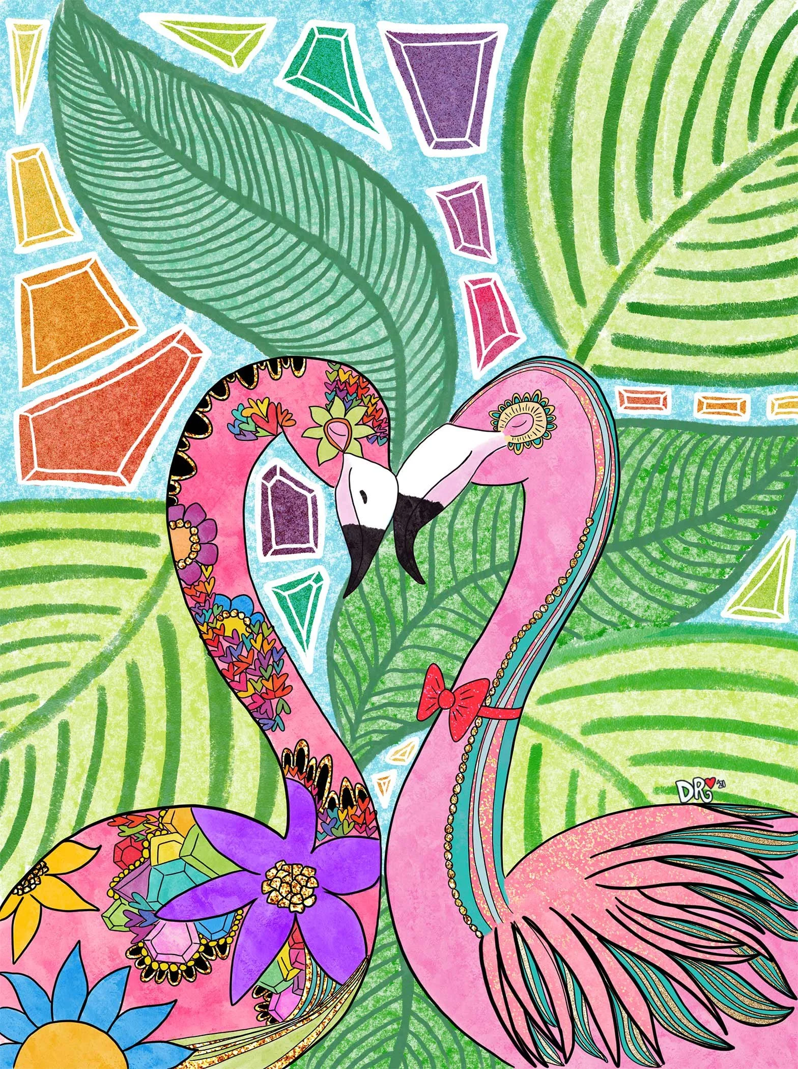 flamingo love card, flamingo greeting