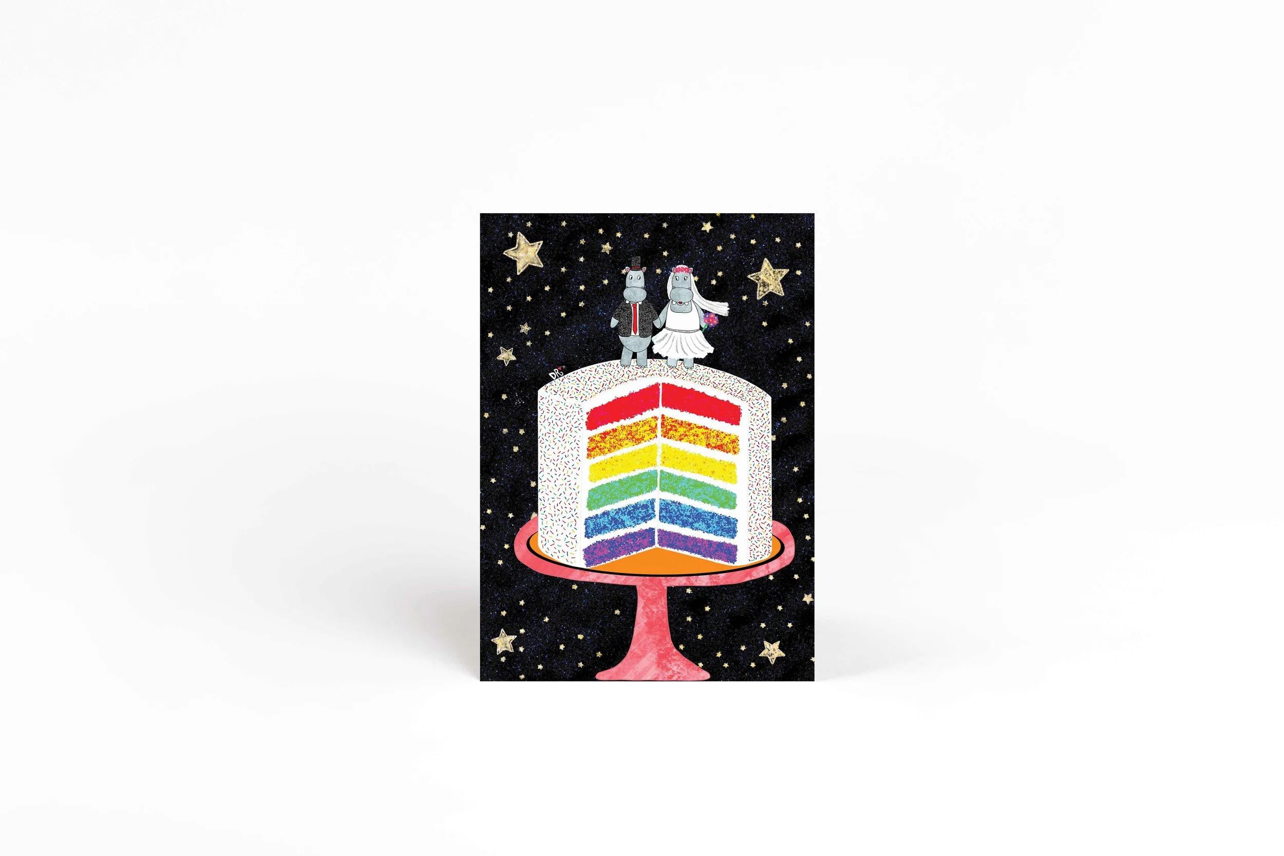 rainbow cake greeting card
