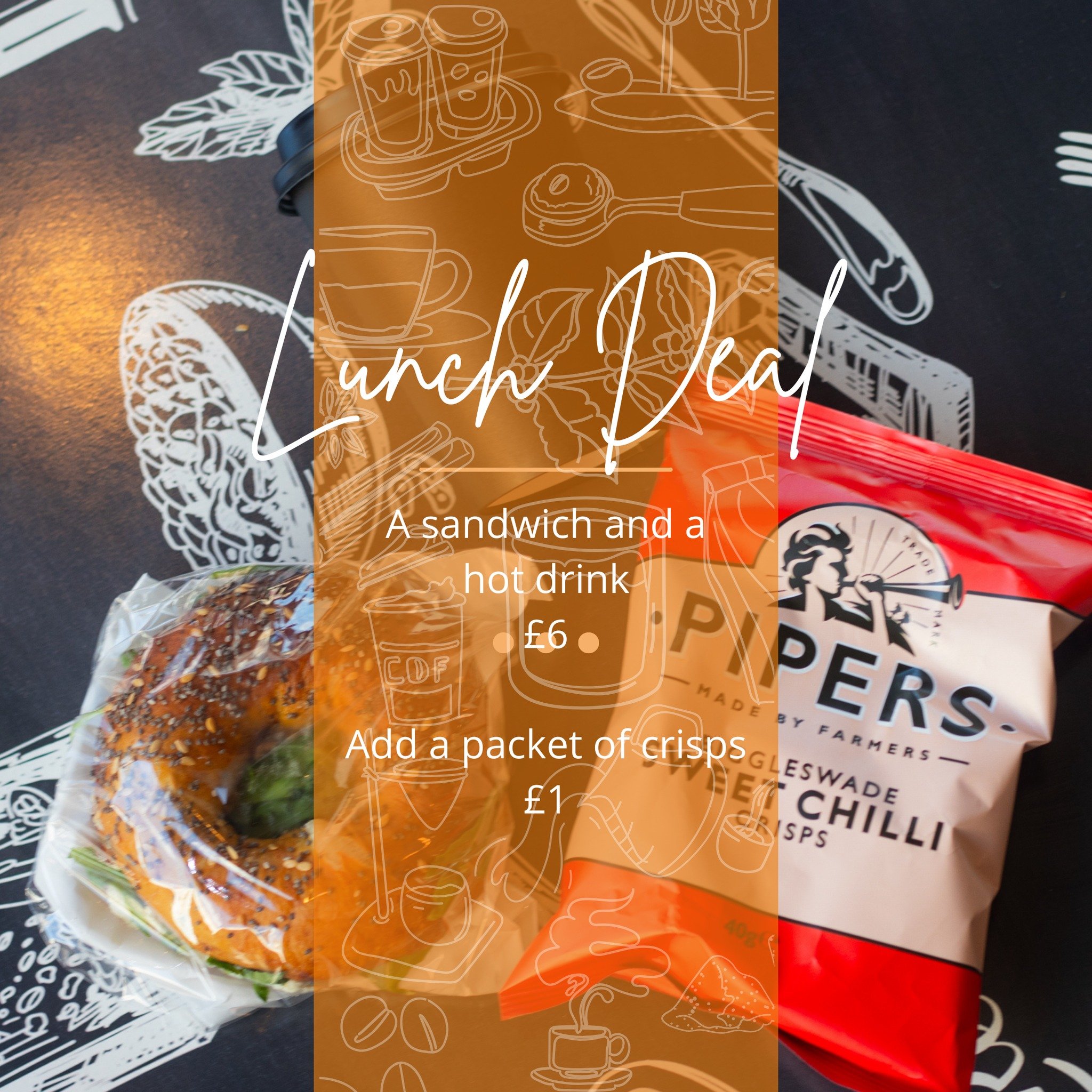 Hey there! If you're looking for a delicious lunch option, we've got you covered! 

Our lunch deal includes a yummy panini and hot drink for &pound;6. Add a packet of crisps for just &pound;1 more 🥪☕️🥔 

#lunchdeal #yumyum #treatyourself #bristol #