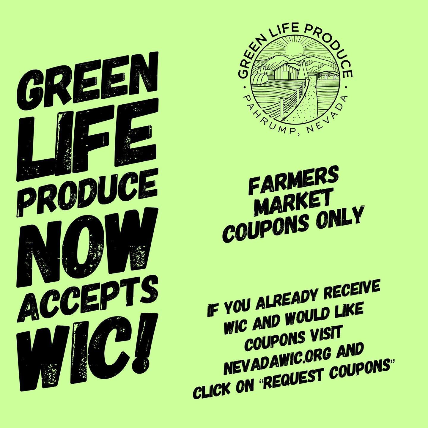 Now accepting WIC farmers market coupons. To request coupons visit nevadawic.org