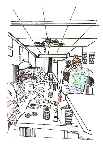 Dock Street Coffee Shop (6"x4") micron pen