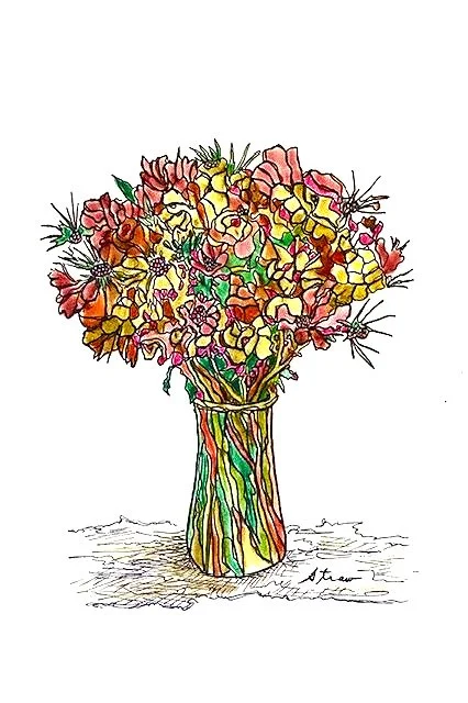 Flowers for Debbie (6"x4") micron pen