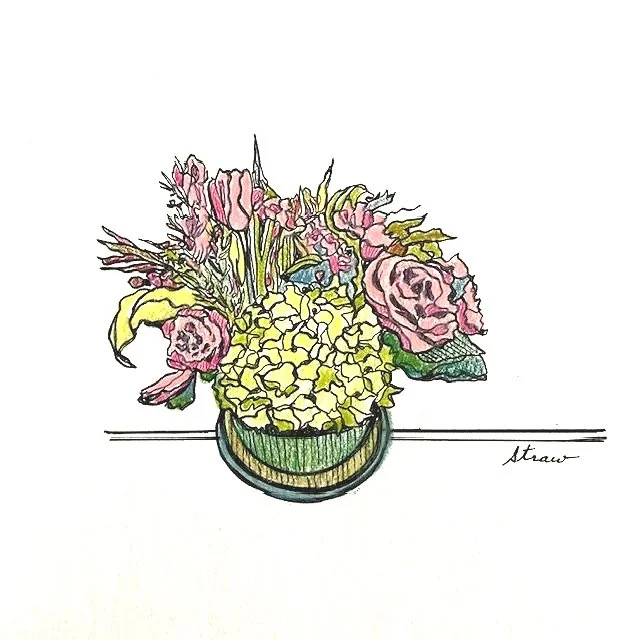 Inspired at Amy's (pen/pencil) 8"x8"