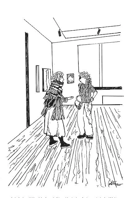 Talk at the Museum (micron pen) 6"x4"