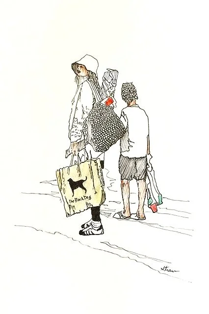 Heading to the Beach (6"x4") micron pen