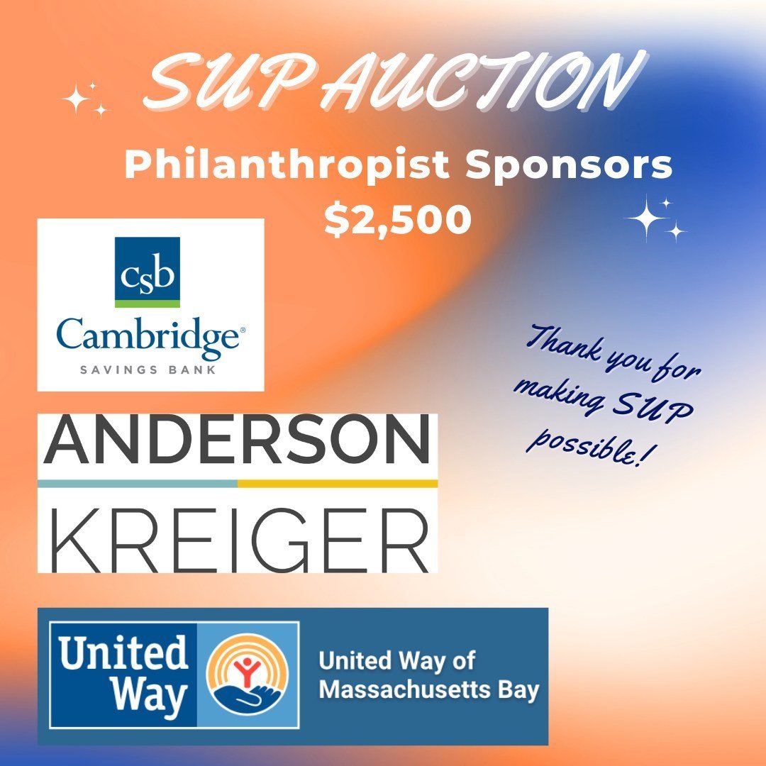 Big shoutout to our sponsors Anderson Kreiger, United Way of Massachusetts Bay, and Cambridge Savings Bank at the $2,500+ level! Their support is instrumental in providing resources for our Summer Urban Program that runs student-led camps across Grea