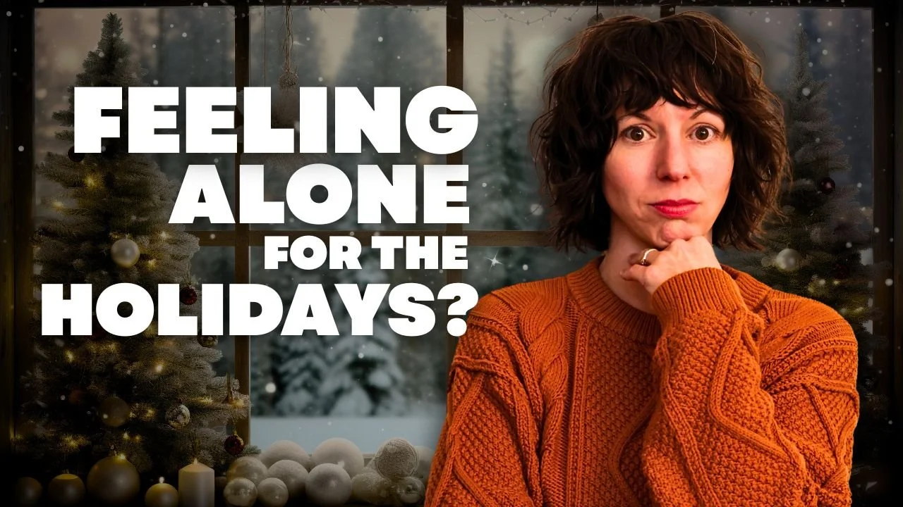 Nikki in orange sweater, feeling alone for the holidays