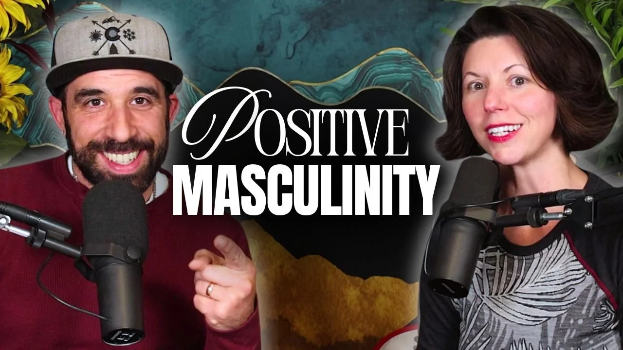 Nikki and Chris recording on microphones, postive masculinity