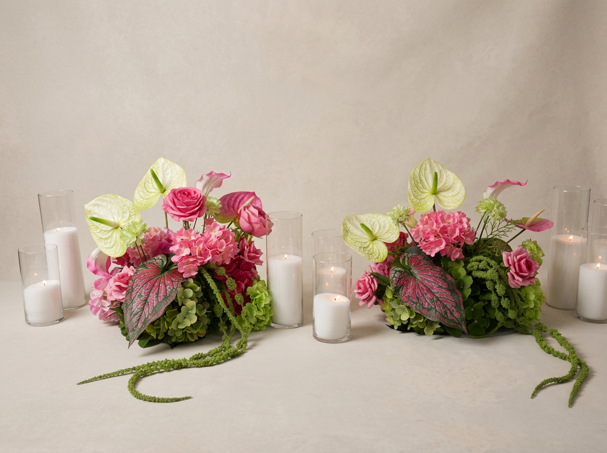 Elegant Pink & Green Floral Arrangement Rental
