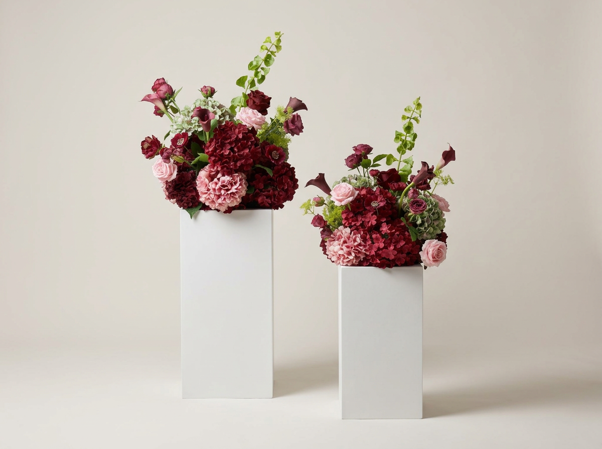 Moody Burgundy Floral Arrangement Rental