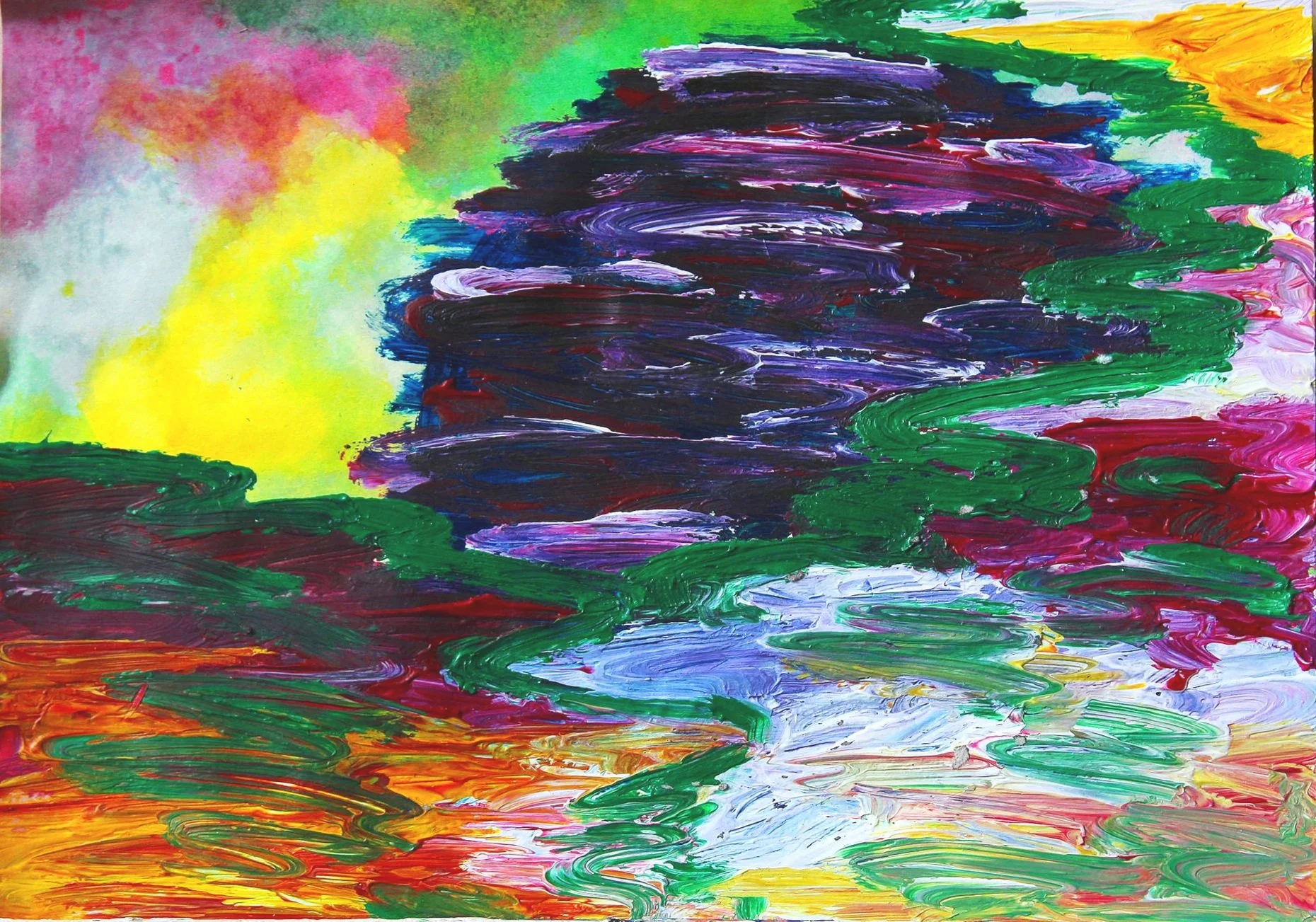 I created a Superflat (Japanese Movement) inspired piece of the moon behind clouds in combination with my Chang'e (Chinese Goddess) research.