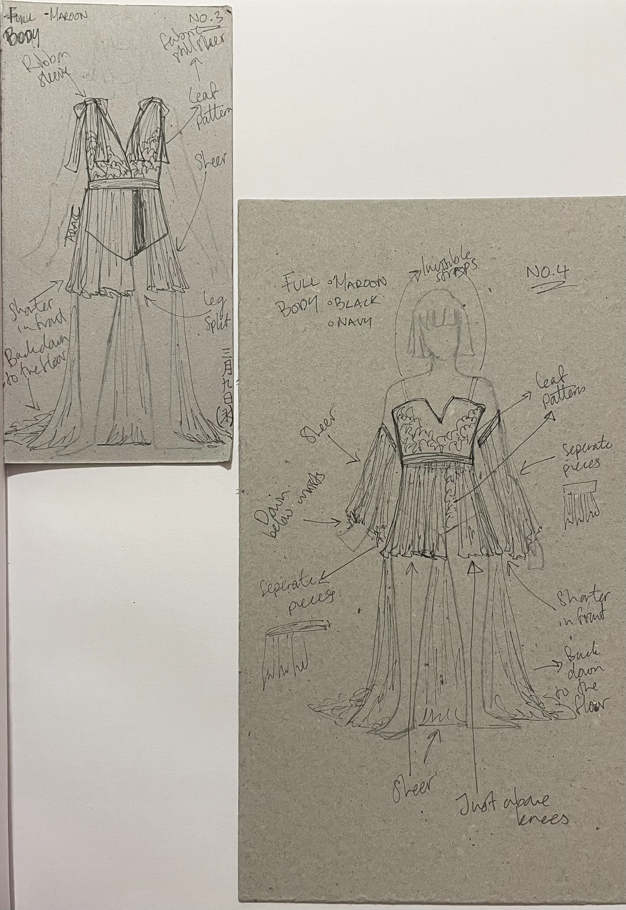 I really like dresses with layering and that flow easily. I also like leg slits, so I tried to incorporate all those elements into the dress.