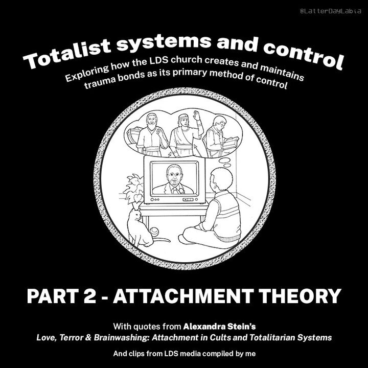Mormonism and totalism part 2!
✨
In part 1 we established that Mormonism is a totalist system&mdash;a closed, exclusive, single point of origin system.

Also:

&ldquo;Totalist groups, cults, totalitarianism, even controlling forms of domestic violenc