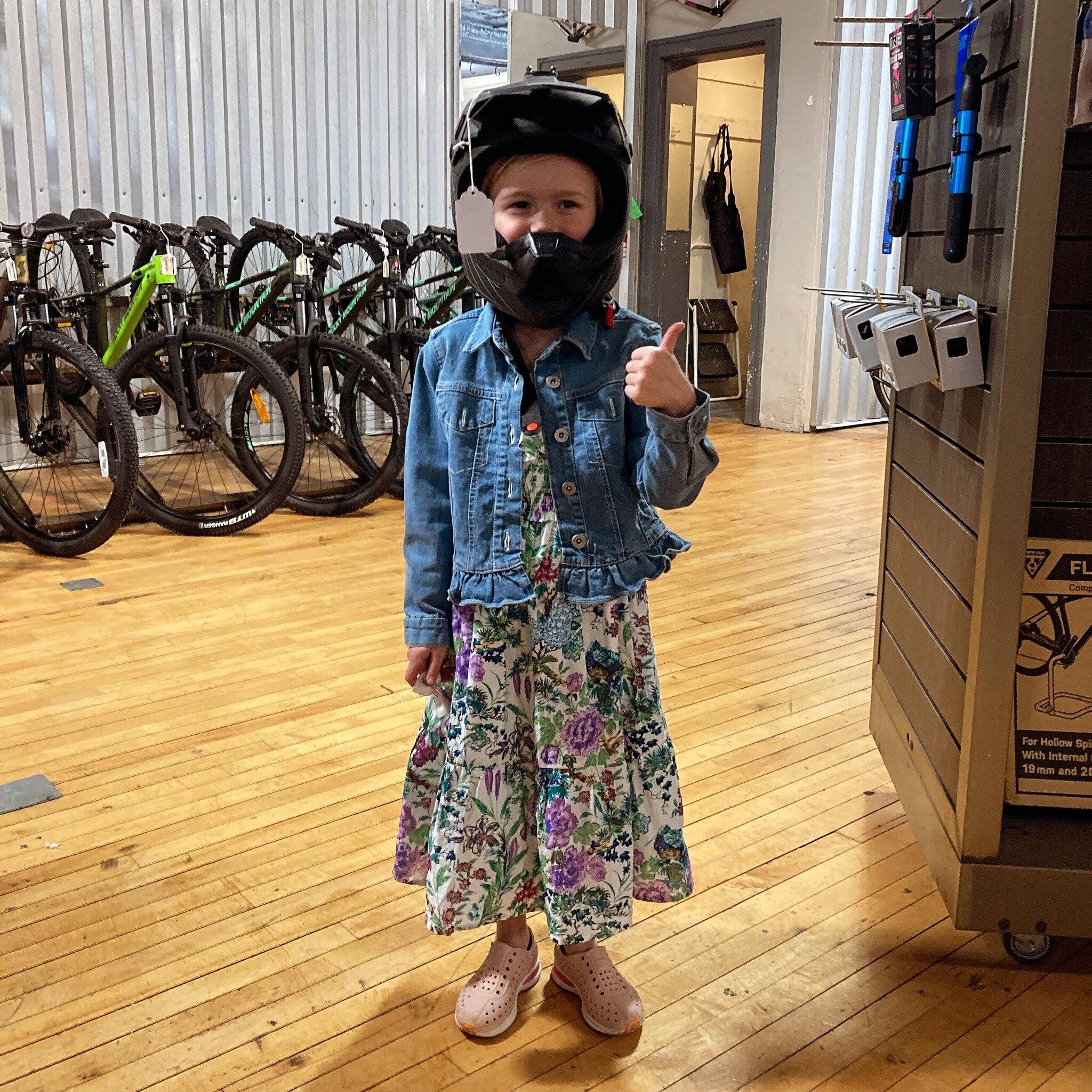 We had the raddest girl in our shop the other day!! She&rsquo;s ready for the wild wooded trails in her full face and she&rsquo;s also ready to enjoy the Sunday French Market! She&rsquo;s as rad and classy as it gets!! Have fun out there  kiddos!! #b