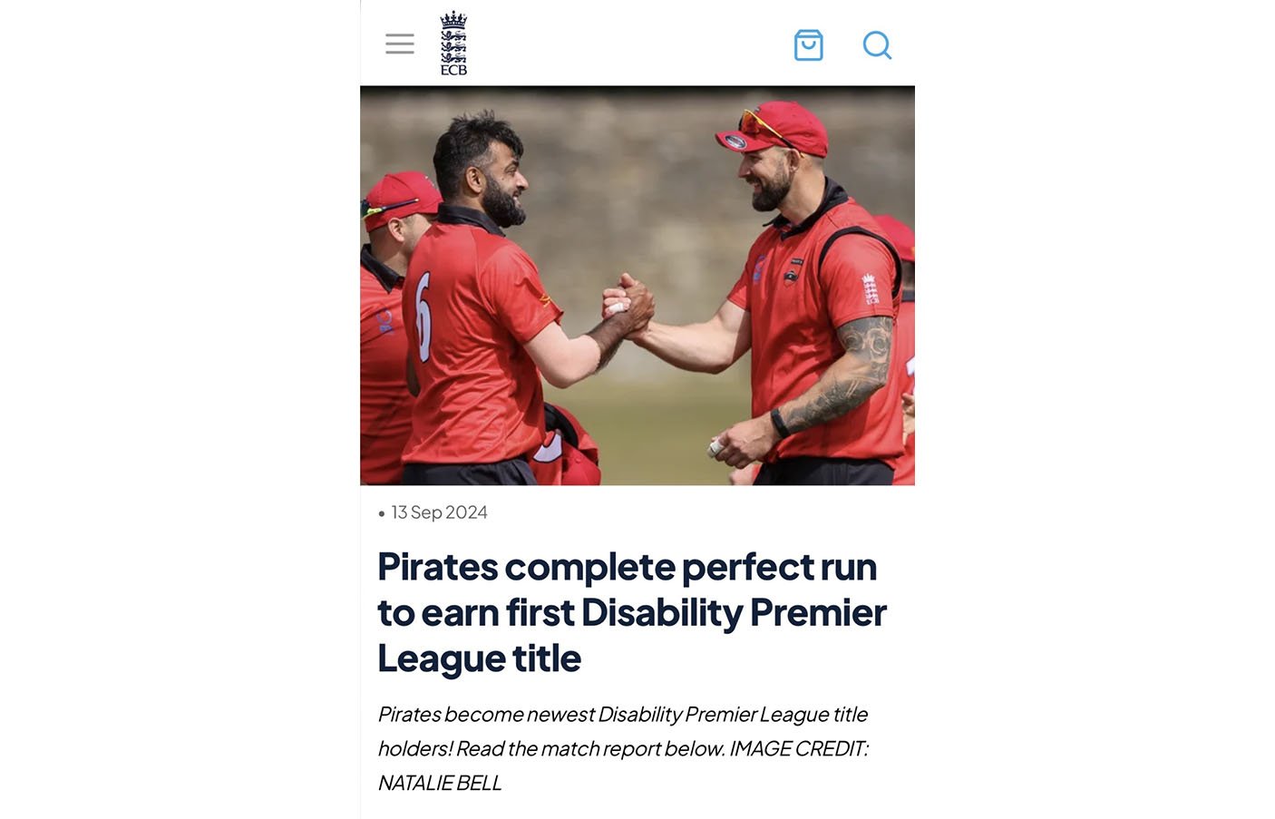 Featured on ECB Website