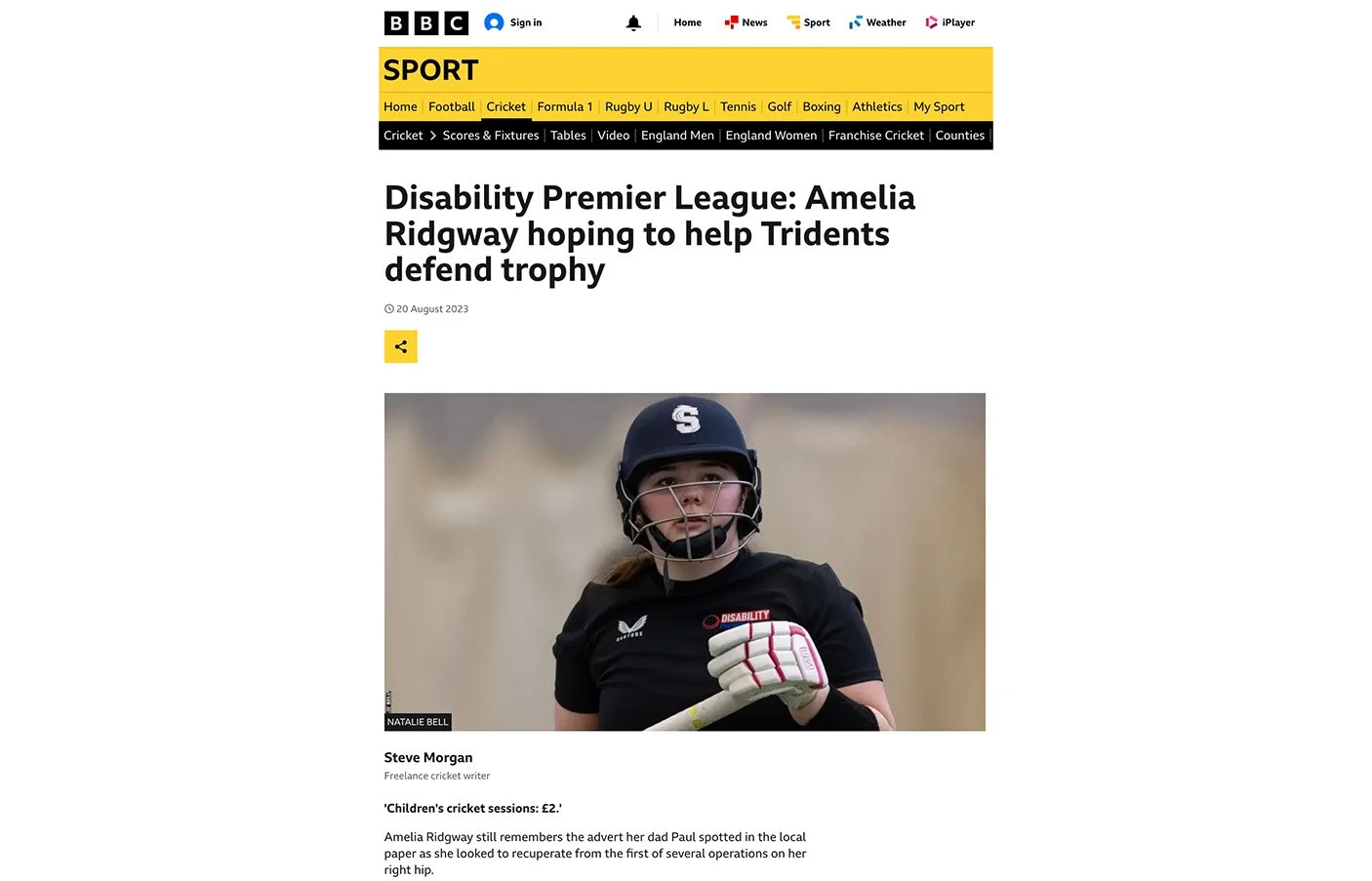 Featured on BBC Sport Website