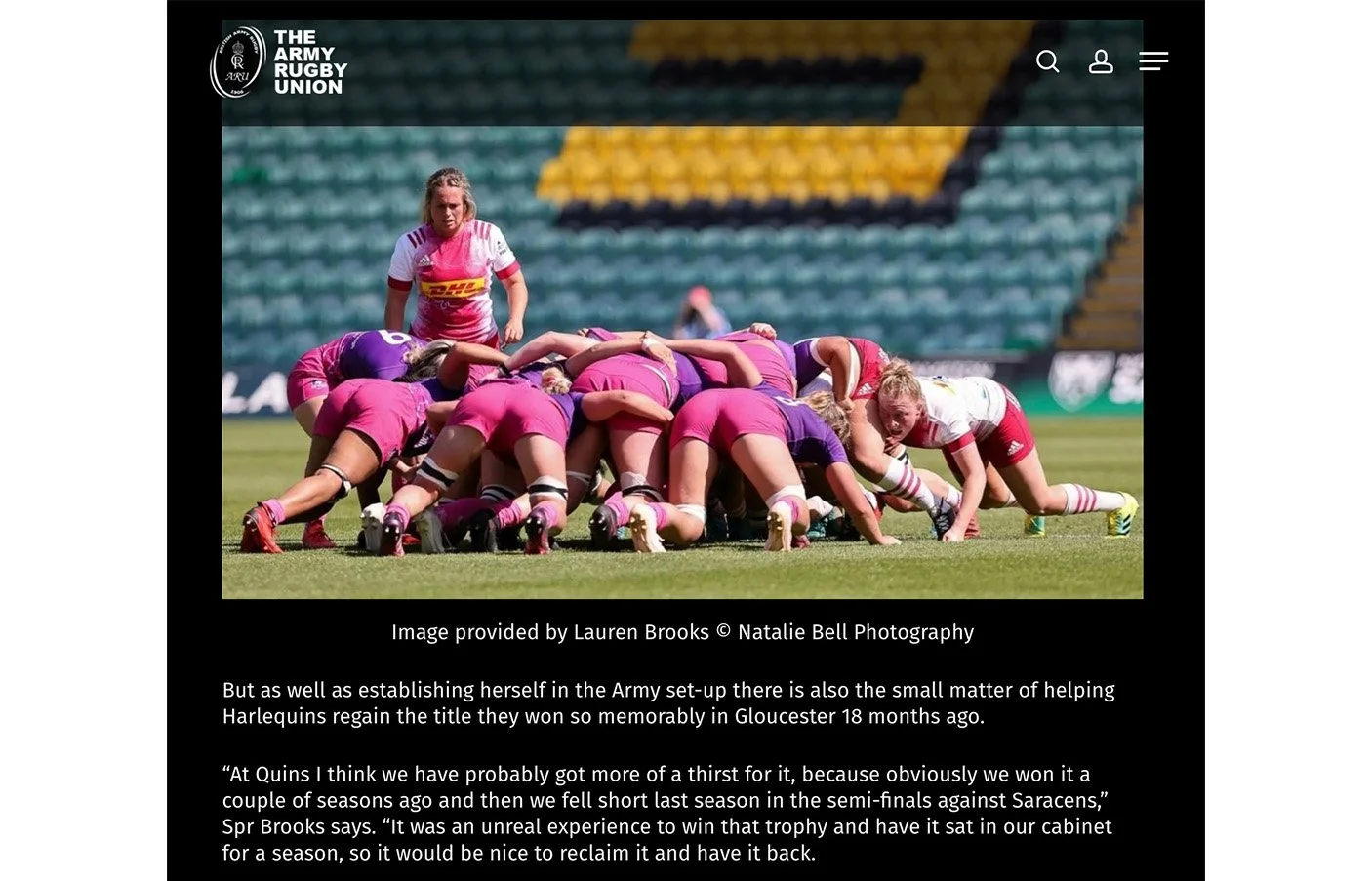 Featured on the Army Rugby Union Website
