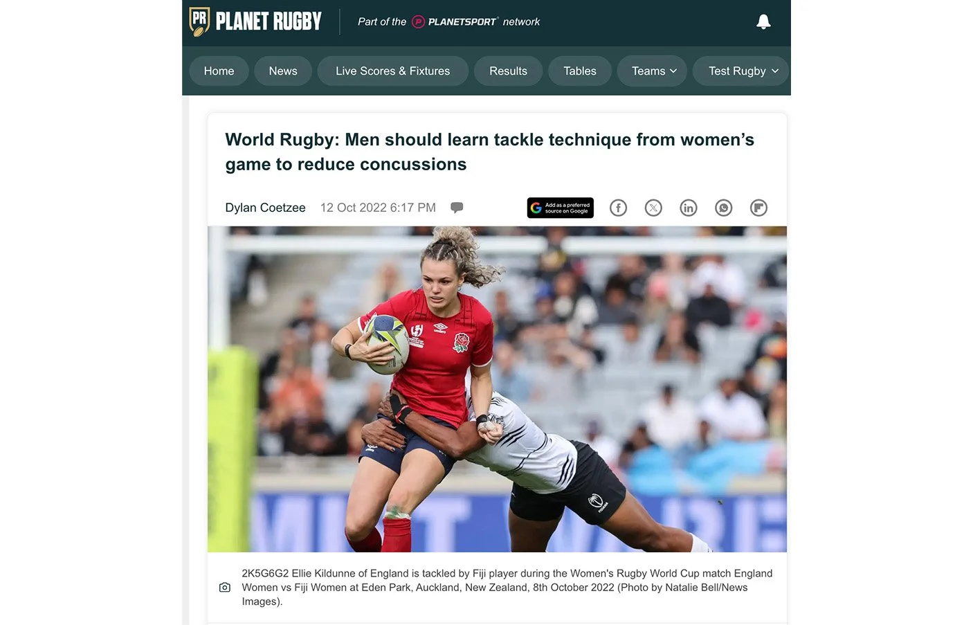 Featured on Planet Rugby Website