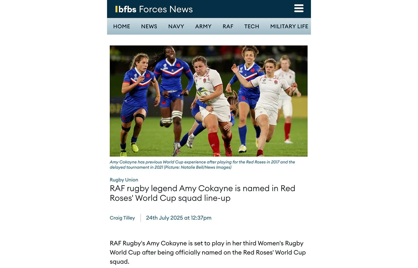 Featured on Forces News Website