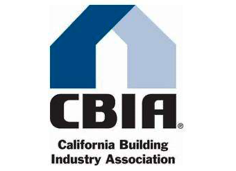 Logo of the California Building Industry Association (CBIA) featuring a stylized house icon in blue and light gray with the text 'CBIA' and 'California Building Industry Association' beneath.