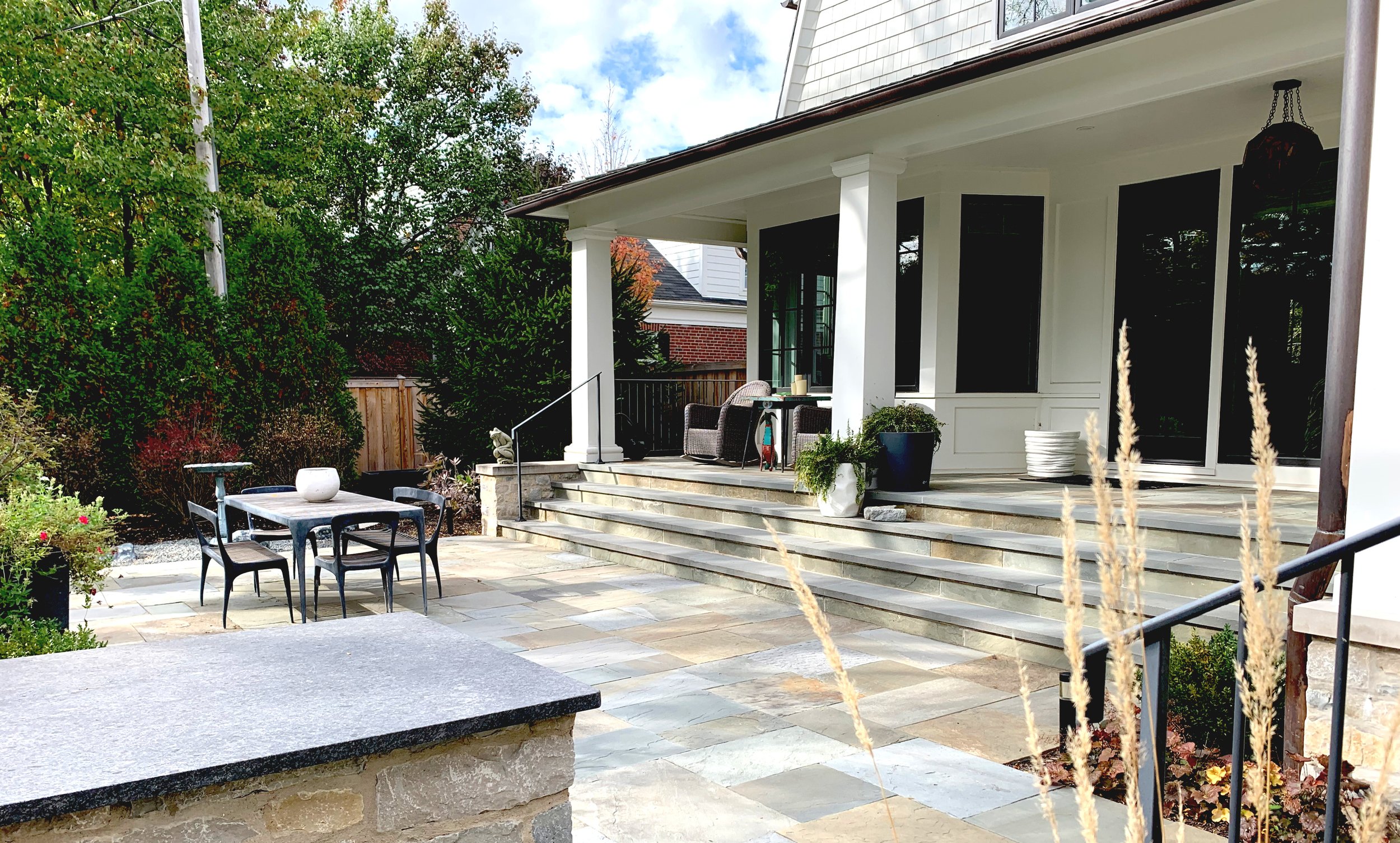 Stone Patio in backyard