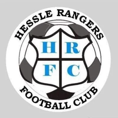 Logo of Hessle Rangers Football Club with the club's name and a shield featuring the initials HRFC.